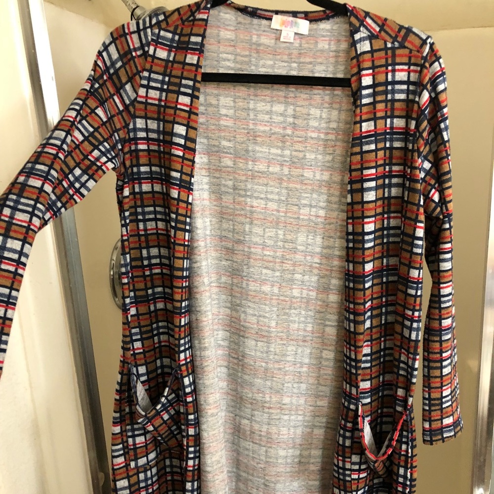 Lularoe PLAID Sarah duster cardigan